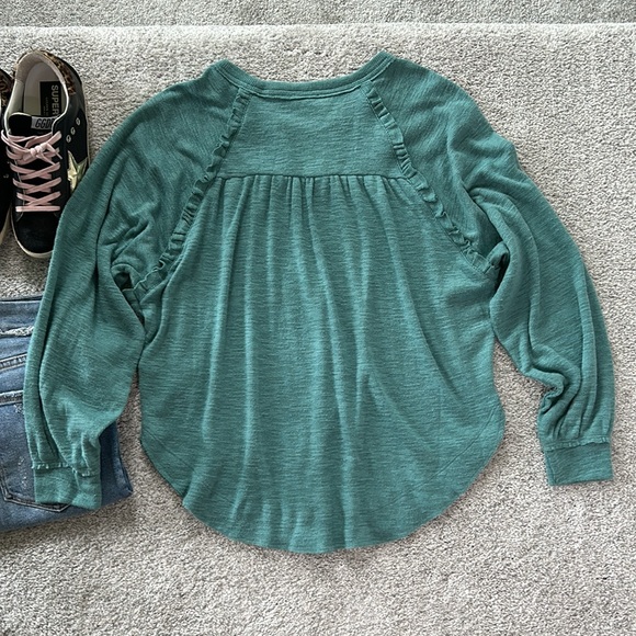 Anthropologie Pilcro Ruffled Raglan Thermal Top - Picture 7 of 7